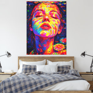 Toile Femme Sereine Sous l'Eau Couleurs Arc-en-Ciel Impa