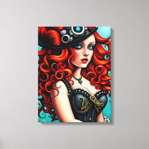 Toile Femme Streampunk aux Cheveux Rouges