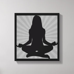 Toile Femme Zen Noir faisant Yoga méditation Mur de toil