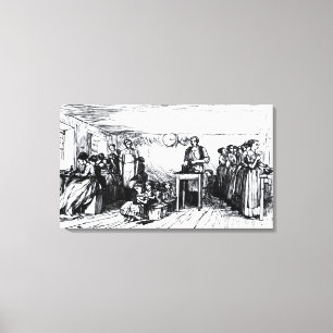 Toile Femmes et enfants faisant des chaussures