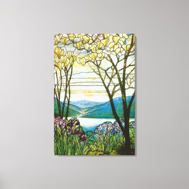 Toile Fenêtre en verre de Magnolia et Iris (Recto)
