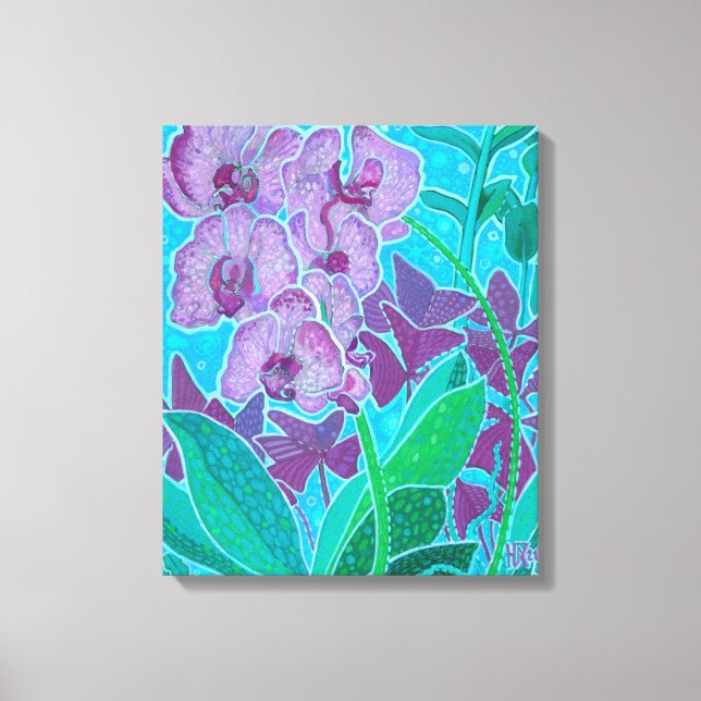 Toile Fenêtre Jardin Orchidée Fleurs Floral Art Peinture (Recto)