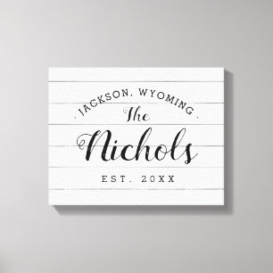 Toile Ferme Faux Shiplap Famille Monogramme Panneau en t