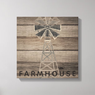 Toile Ferme Rustique Bois Vieux Moulin à Vent Campagnard