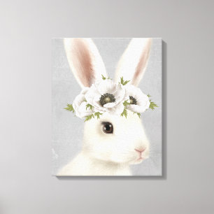 Toile ferme vintage moderne lapin blanc