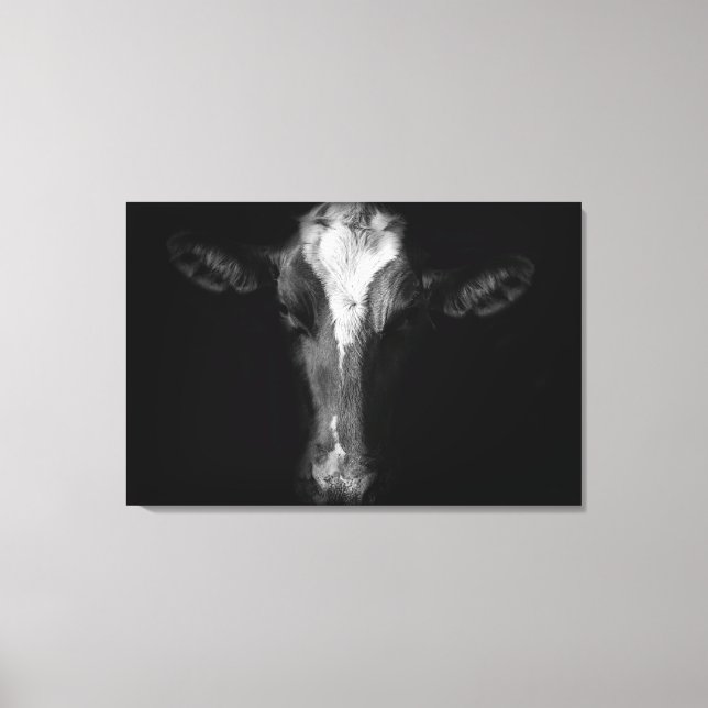 Toile Fermes | Tête de vache B&W (Recto)