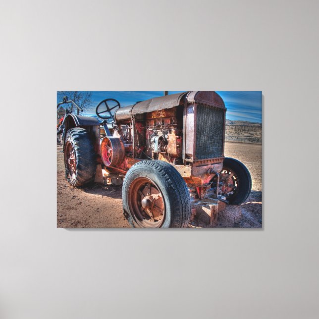 Toile Fermes | Tracteur d'antiquité rouillé (Recto)
