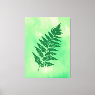 Toile Fern Frond, Vert sur une aquarelle Arrière - plan 