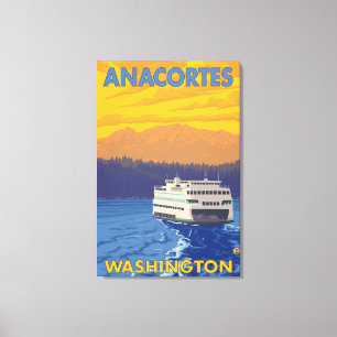 Toile Ferry and Mountains - Anacortes, Washington