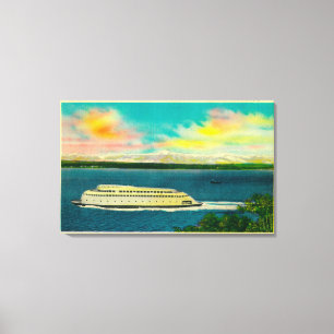 Toile Ferry de Kalakala, Puget Sound, montagnes