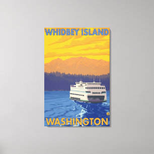 Toile Ferry et montagnes - île de Whidbey, Washington