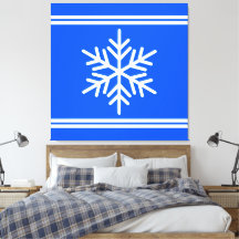 Festive Royal Blue White Racing Stripes Snowflake
