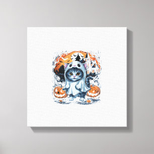 Toile Fête de fantôme de kitten mignon citrouille mignon