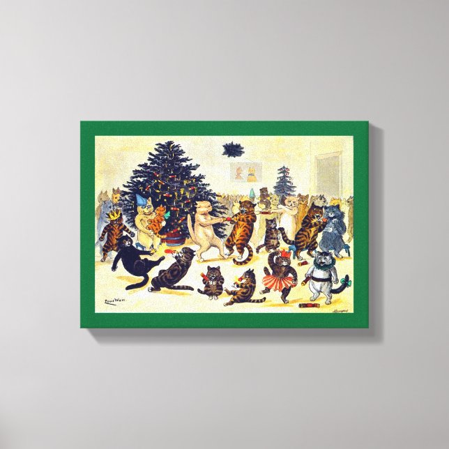 Toile Fête de Noël du chat, Louis Wain (Recto)