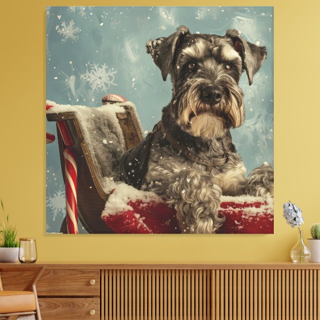 Toile Fête de Noël du chien Schnauzer (Insitu(Salon))