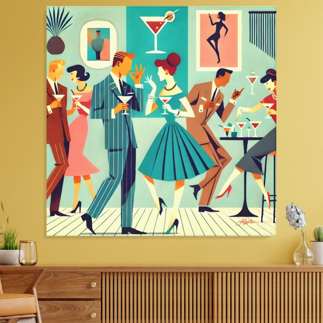 Toile Fête Moderne Du Milieu Du Siècle Martini Dance (Insitu(Salon))