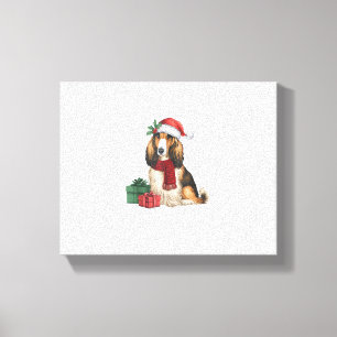 Toile Fêtes de Noël de Chien de Hound Afghan Père Noël D