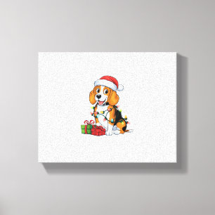 Toile Feu de Noël Feu de Noël Beagle de chapeau de Noël