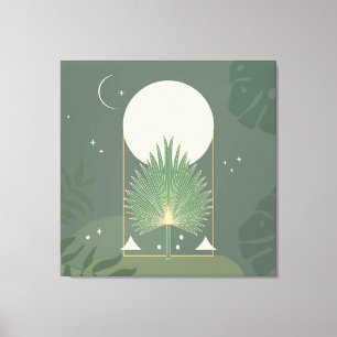 Toile Feuillage au Clair de Lune : Vert Sauge Minimalist