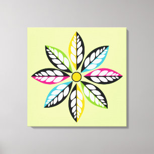 Toile Feuille-Fleur moderne, vert abstrait