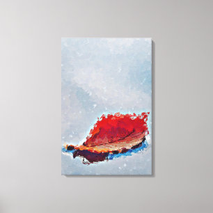 Toile Feuille rouge d'automne flottant sur l'eau