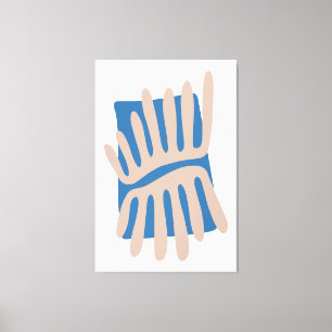 Toile Feuilles Abstrait Inspiré de Matisse en Bleu et Sa
