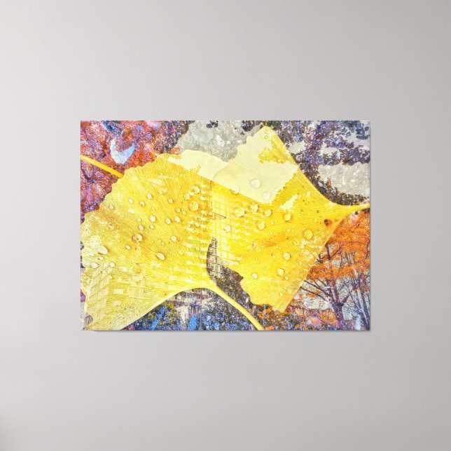Toile Feuilles de Gingko et Cityscape (Recto)