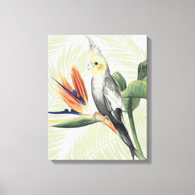 Toile Feuilles de palmiers à oiseaux noirs (Recto)