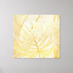 Toile Feuilles de palmiers tropicaux : motif vintage.