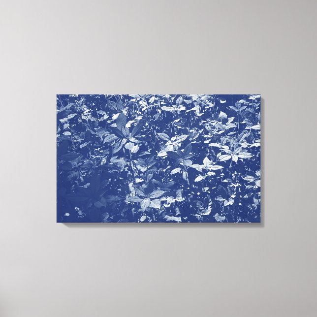 Toile Feuilles éclairés - Effet Cyanotype (Recto)