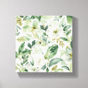 Toile Feuilles Florales Aquarelle Verte Botanique Nature