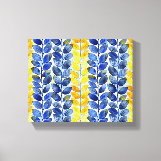 Toile Feuilles jaune et bleu (Recto)