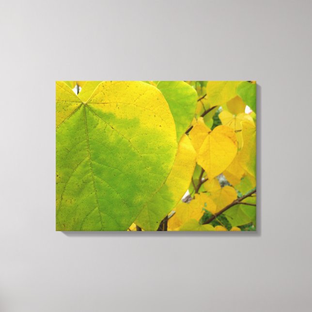 Toile Feuilles rouges jaunes et verts (Recto)