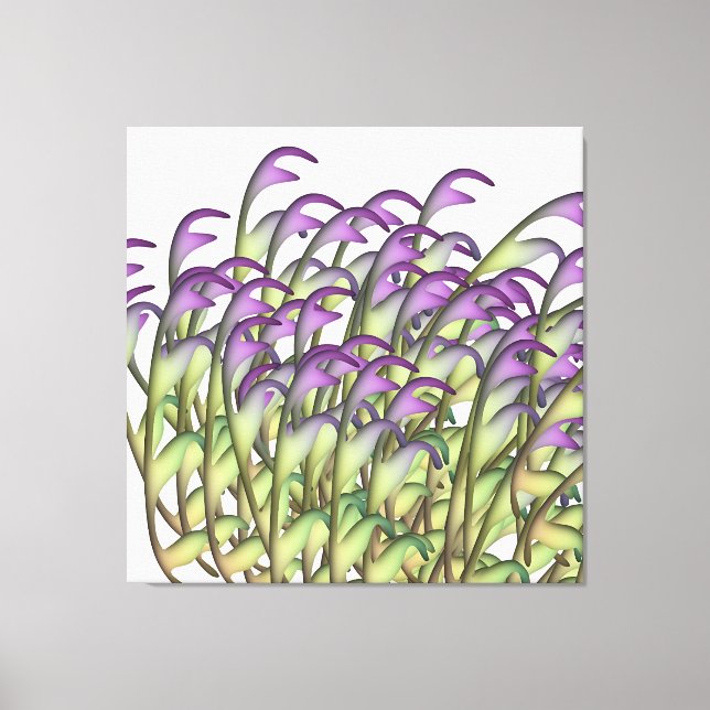 Toile Feuilles Vertes Violettes (Recto)
