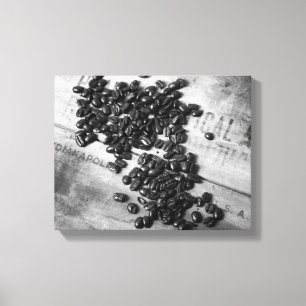 Toile Fèves de café noir et blanc sur un vieux cadran 11