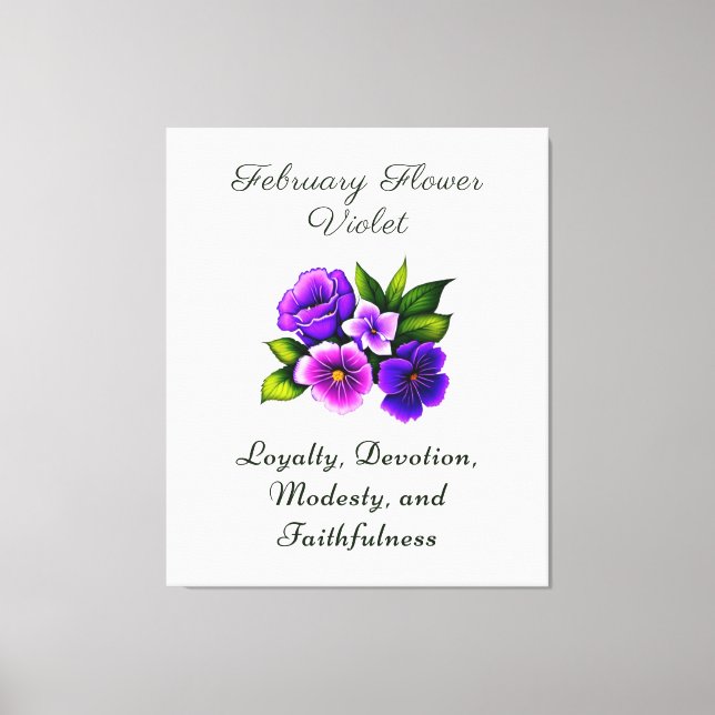 Toile Février Mois de naissance Violet Fleur Delicet Flo (Recto)