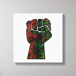 Toile fierté noire drapeau rouge vert poing panafricain