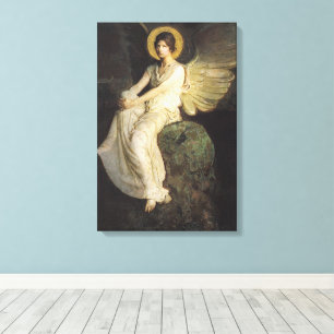 Toile Figure ailée assise sur un rocher par Abbott Thaye