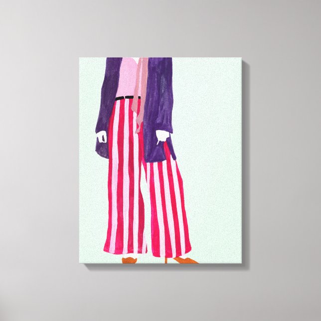 Toile Figure de mode debout - Pantalon rayé (Recto)