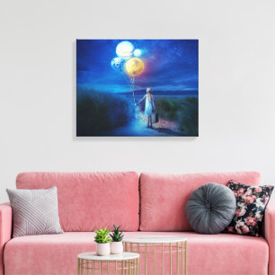 Toile Fille avec ballons Chemin Aimer Notre planète sur