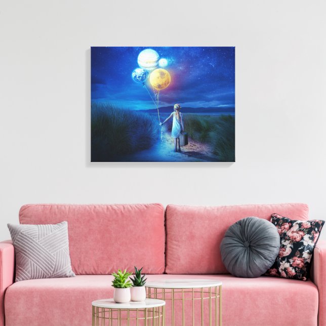 Toile Fille avec ballons Chemin Aimer Notre planète sur (Insitu(Salon))