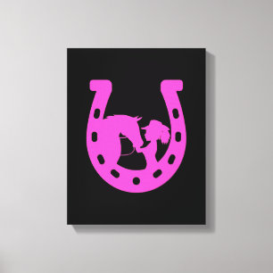 Toile Fille avec cheval et Casquette occidental Hot rose