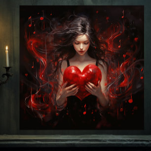 Toile Fille avec coeur