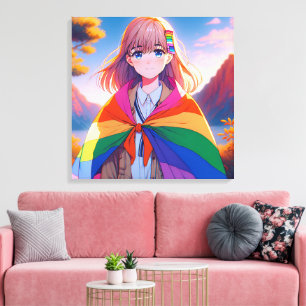Toile Fille d'anime avec cape LGBTQIA+