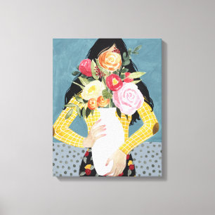 Toile Fille de vase à fleur