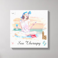 *~* Fille Plage Mobil Téléphone Stretched Canvas I