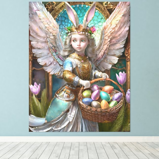 Toile Fille portant le costume de lapin de Pâques (Insitu (Plancher de Bois))