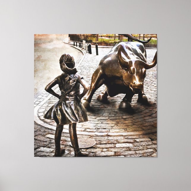 Toile Fille sans peur face à la rampaging Bull (Recto)
