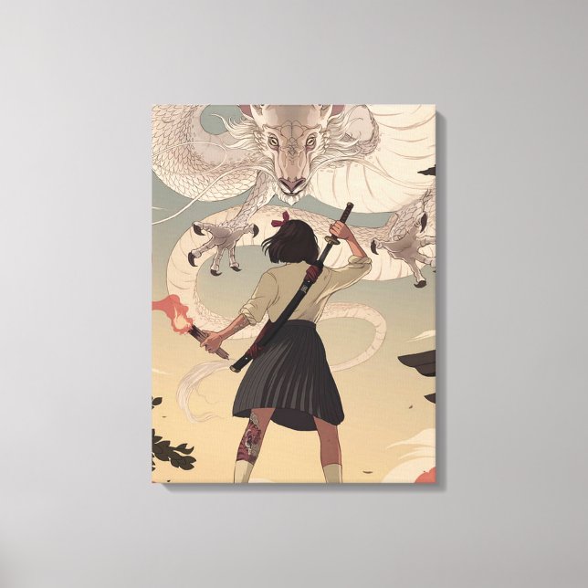 Toile Filles d'anime vertical Premium Wrapped Canvas(Glo (Recto)