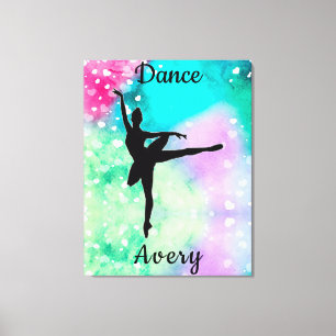 Toile Filles Danse Aquarelle avec Coeurs flottants